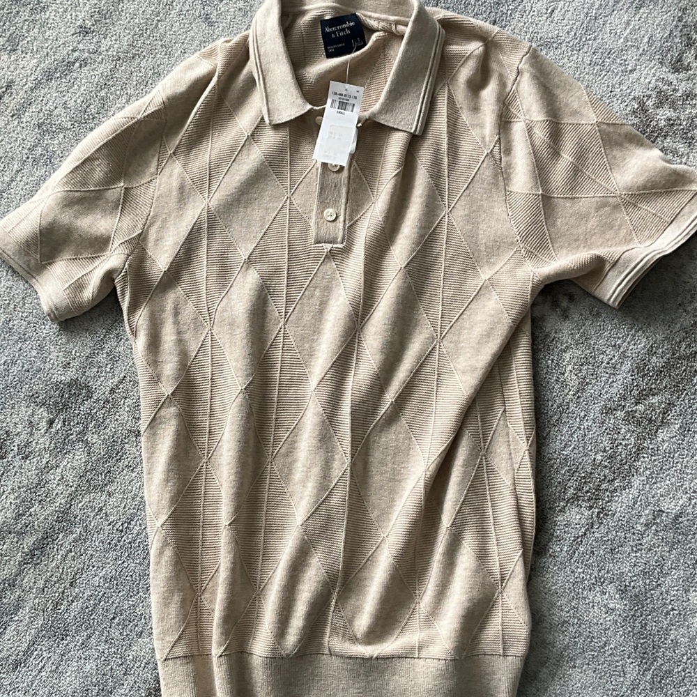 Tan Abercrombie Polo Short sleeve sweater